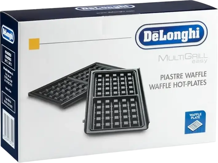 DeLonghi DLSK 155 Waffle Plates Set for MultiGrill Easy, Non-Stick Metal Plates 270 x 140 mm, Deep Grooves, Dishwasher Safe, 2 Pieces