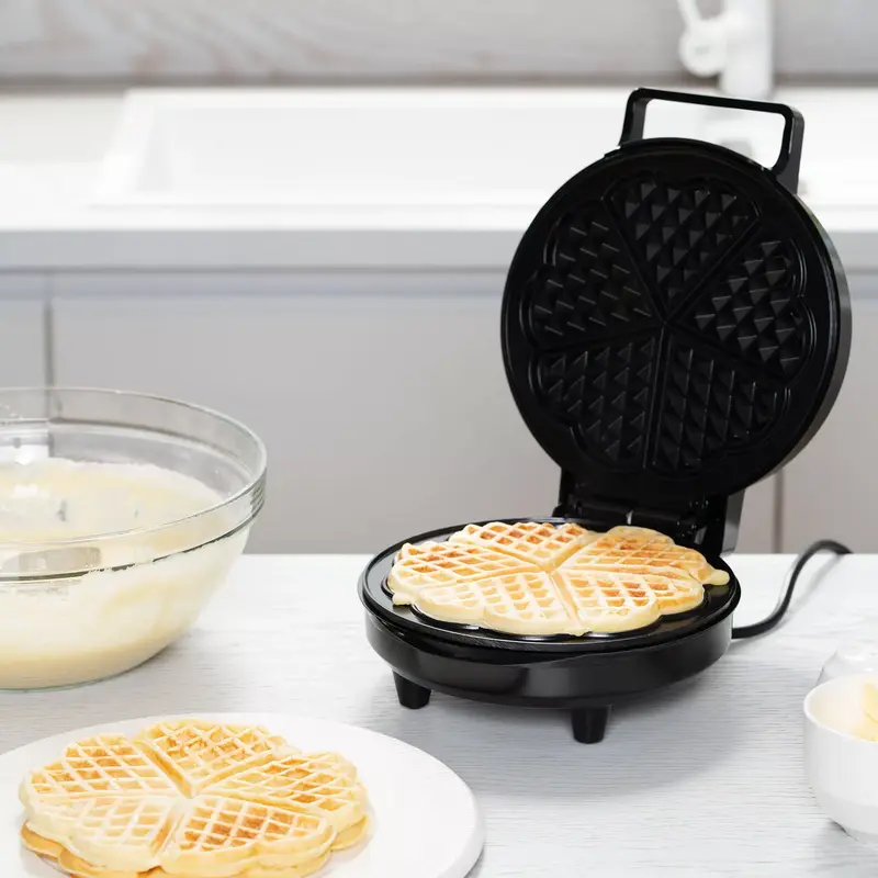 aparat de waffle Ardesto SM-L100RHEART, 1200W, Plate Antiaderente in Forma de Inima, 19cm, Termostat Automat, Protectie la Supraincalzire, Negru