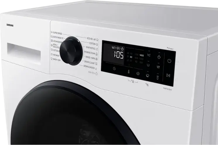Masina de Spalat si Uscat Samsung WD90DG5G34BELE, 9kg Spalat/5kg Uscat, 1400rpm, AI Ecobubble, SpaceMax, Hygiene Steam, Wi-Fi SmartThings, Alb