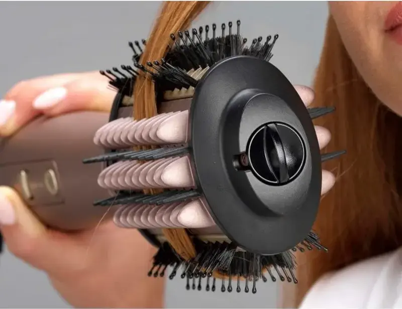 BaByliss AS95E Air Power Volume Hot Air Brush Airstyler, 1000W Ceramic Oval Brush, Anti-Frizz Double Ionic System, Wet/Dry Modes, Cold Shot, Bronze