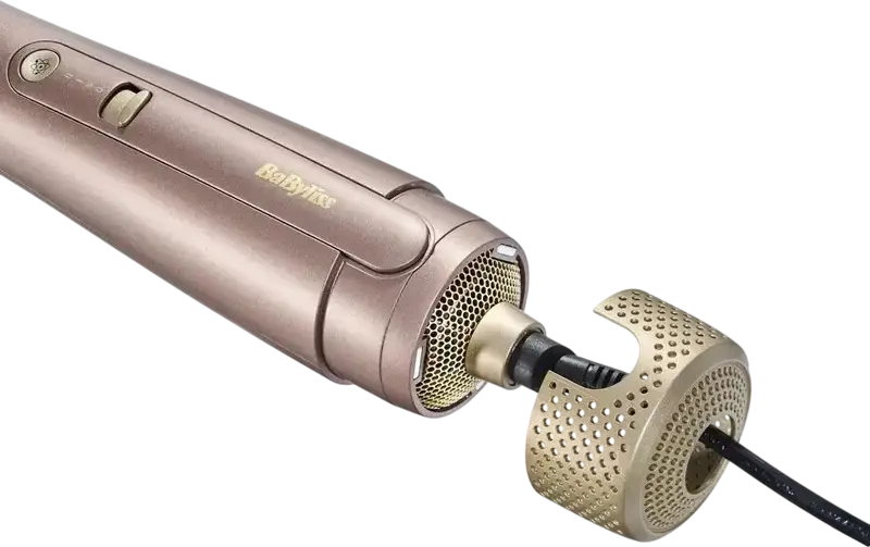 BaByliss AS95E Air Power Volume Hot Air Brush Airstyler, 1000W Ceramic Oval Brush, Anti-Frizz Double Ionic System, Wet/Dry Modes, Cold Shot, Bronze