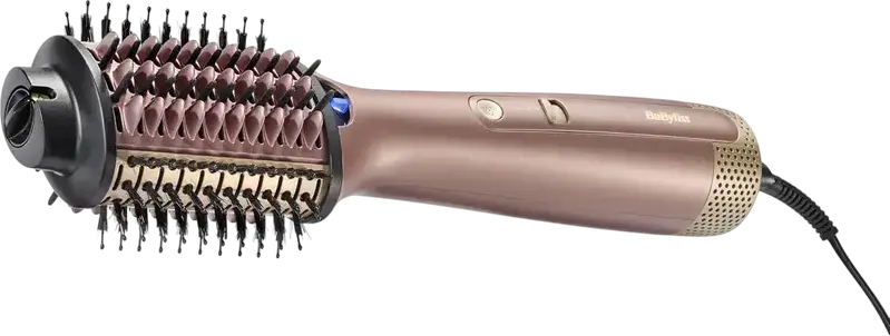 BaByliss AS95E Air Power Volume Hot Air Brush Airstyler, 1000W Ceramic Oval Brush, Anti-Frizz Double Ionic System, Wet/Dry Modes, Cold Shot, Bronze