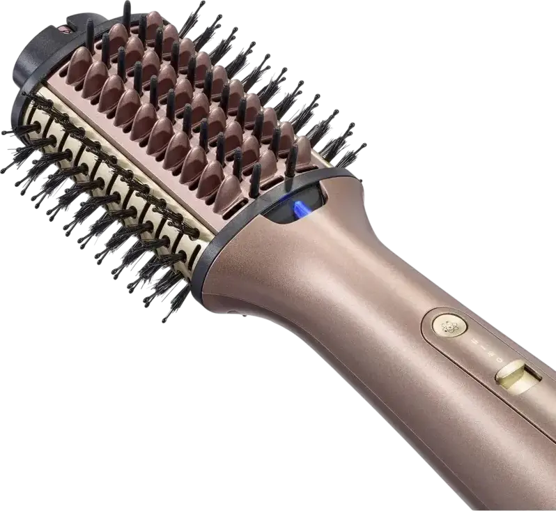 BaByliss AS95E Air Power Volume Hot Air Brush Airstyler, 1000W Ceramic Oval Brush, Anti-Frizz Double Ionic System, Wet/Dry Modes, Cold Shot, Bronze