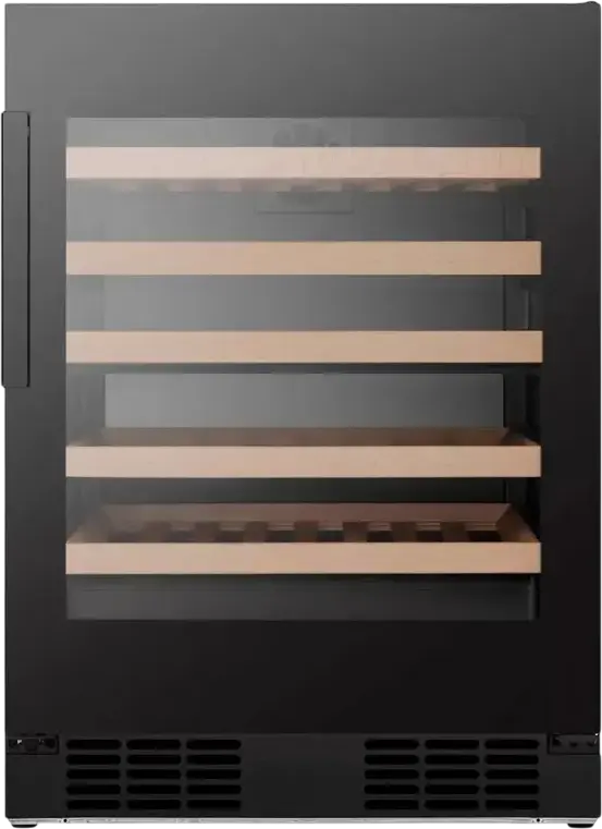 Răcitor de vin Hisense RW3N132GSLF Liber, Capacitate 137L pentru 46 Sticle, Negru Inox și Sticlă, Wi-Fi, Protecție UV, Afișaj LED, Înălțime 81.9cm