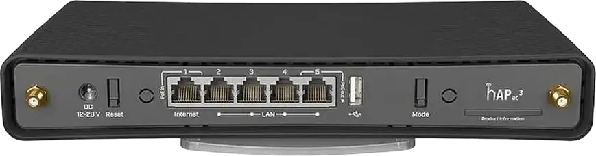 Router Wireless MikroTik hAP ac3 Dual-Band AC1200, CPU Quad-core, 256MB RAM, 5 Porturi Gigabit Ethernet, USB Type A, Passive PoE, Negru