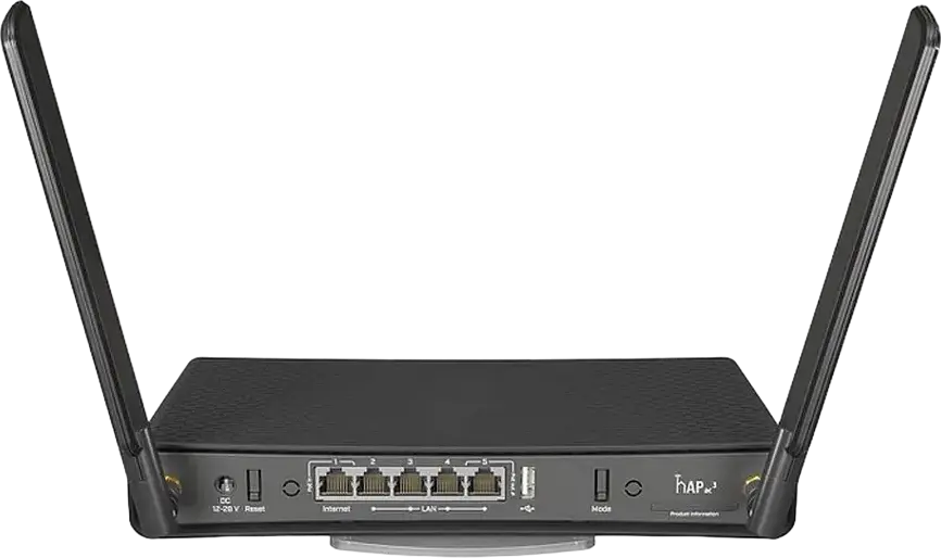 Router Wireless MikroTik hAP ac3 Dual-Band AC1200, CPU Quad-core, 256MB RAM, 5 Porturi Gigabit Ethernet, USB Type A, Passive PoE, Negru