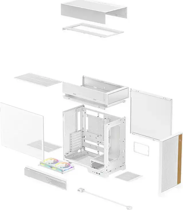 Carcasa PC Deepcool CL660 Midi-Tower, Alb, Sticla Temperata, Frontala Mesh, ATX/mATX/Mini-ITX, Ventilatoare ARGB, USB Type-C, Suport GPU, Otel si ABS