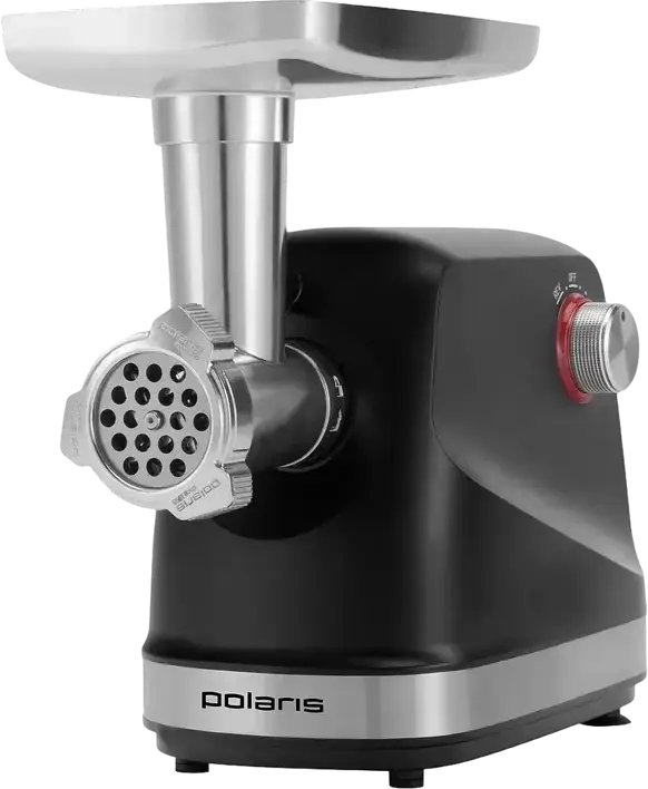 Polaris PMG 2582 Meat Grinder, 2500W, 2.7 kg/min Capacity, 3 Grinding Discs, Reverse Function, Overload Protection, with Sausage Attachment, Black