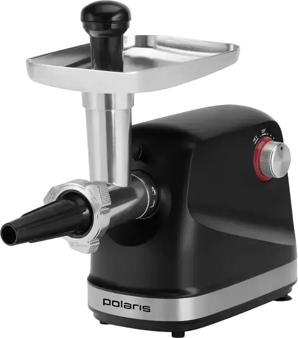 Polaris PMG 2582 Meat Grinder, 2500W, 2.7 kg/min Capacity, 3 Grinding Discs, Reverse Function, Overload Protection, with Sausage Attachment, Black