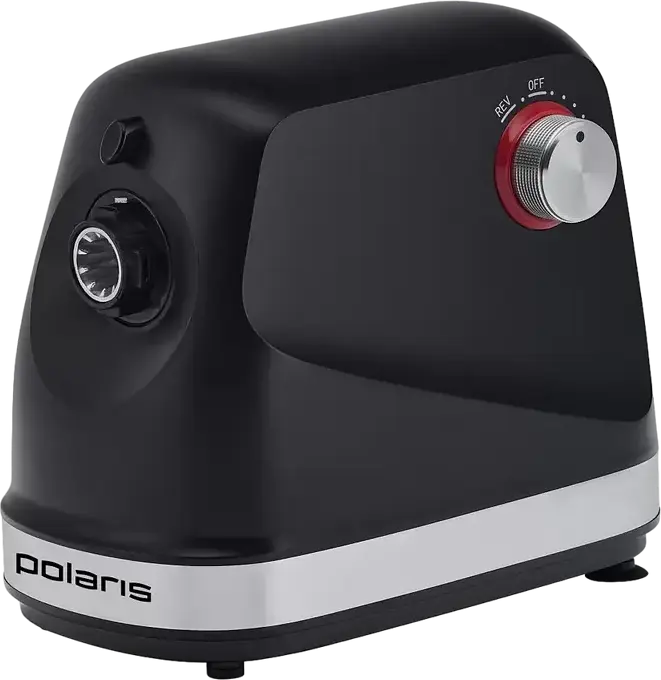 Polaris PMG 2582 Meat Grinder, 2500W, 2.7 kg/min Capacity, 3 Grinding Discs, Reverse Function, Overload Protection, with Sausage Attachment, Black