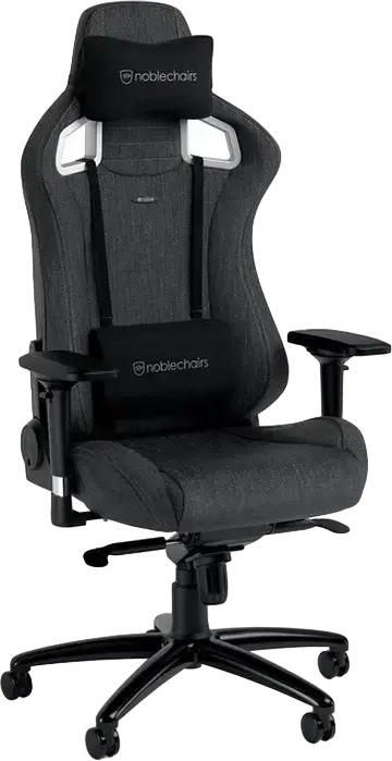 Scaun Gaming Ergonomic Noblechairs Epic, Material Textil Antracit, Scaun Stil Racing cu Cotiere 4D Reglabile, Perne pentru Gat si Lombar din Spuma cu Memorie, Baza cu 5 Roti