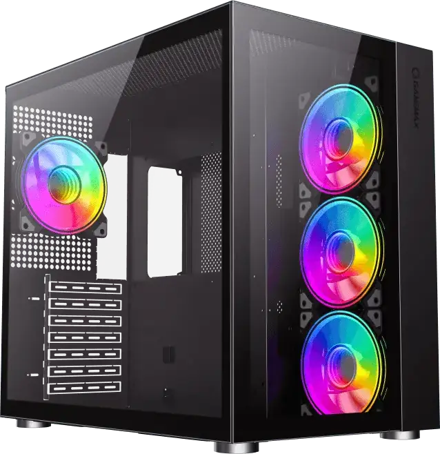 Gamemax Infinity Mid-Tower PC Case, Black, Tempered Glass Front and Side Panels, ATX/Micro-ATX/Mini-ITX Support, 360mm Water Cooling, USB Type-C