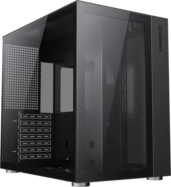 Gamemax Infinity Mid-Tower PC Case, Black, Tempered Glass Front and Side Panels, ATX/Micro-ATX/Mini-ITX Support, 360mm Water Cooling, USB Type-C