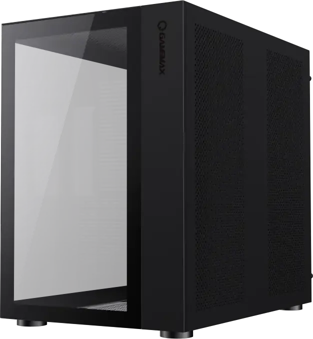 Gamemax Infinity Mid-Tower PC Case, Black, Tempered Glass Front and Side Panels, ATX/Micro-ATX/Mini-ITX Support, 360mm Water Cooling, USB Type-C