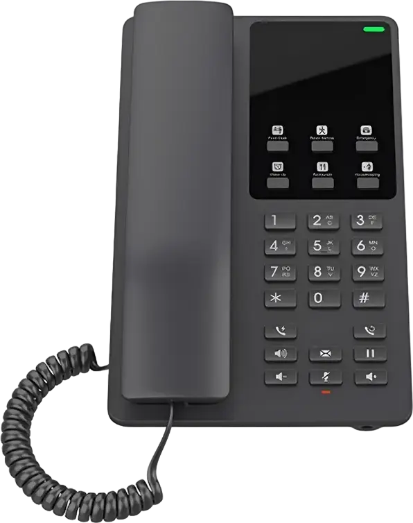 Grandstream GHP621 IP Hotel Phone, 2 SIP Lines, PoE Support, HD Speaker, 3 Programmable and 10 Speed Dial Keys, Wall Mountable, Black