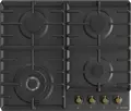 Газовая варочная панель Gorenje GW 642 CLB Classico, 60см, 4 конфорки с WOK-горелкой 4.05кВт, чугунные решетки, золотистые ручки, система Gas-Control, черная