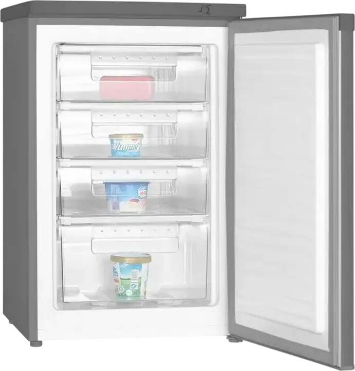 Congelator Vertical Heinner HFF-HM91SE++, Capacitate 91L, 4 Compartimente, Defrostare Manuala, Culoare: Argintiu, Clasa Energetica E, AdvancedNoFrost, 55x85x58 cm