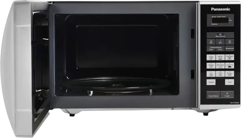 Cuptor cu Microunde Panasonic NN-ST342MZUE, Independent, Capacitate 25L, Putere 800W, 9 Programe Automate, Control Tactil, Interior Email, Argintiu/Negru