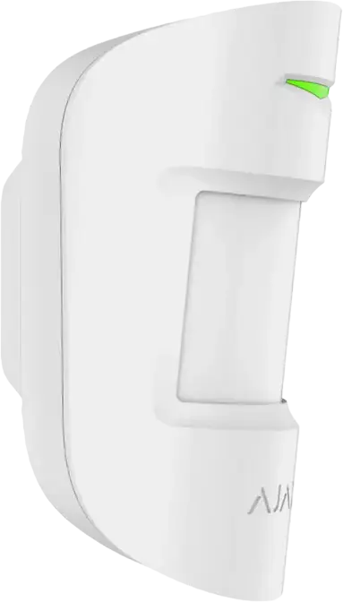 Ajax MotionProtect Wireless Indoor PIR Motion Detector, Pet Immunity up to 20kg, 12m Range, Smart Detect, Temperature Sensor, White