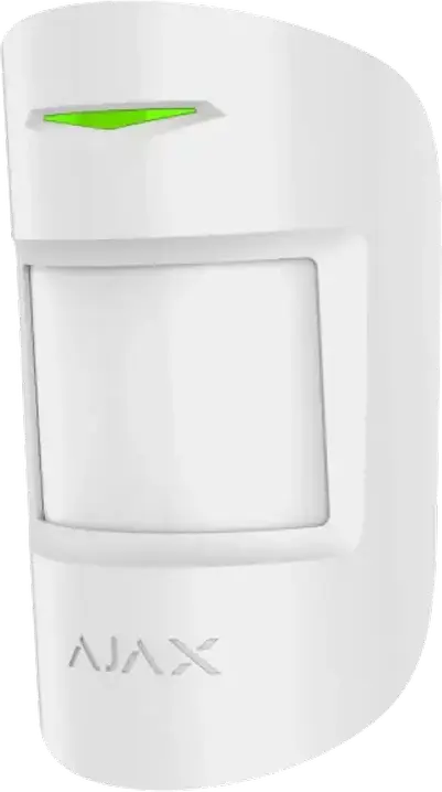 Ajax MotionProtect Wireless Indoor PIR Motion Detector, Pet Immunity up to 20kg, 12m Range, Smart Detect, Temperature Sensor, White