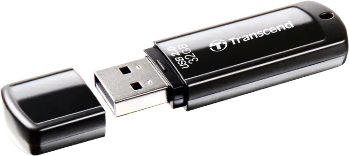 Stick USB Transcend JetFlash 350 USB 2.0 32GB, Conector USB Type-A, Carcasă din Plastic ABS cu Capac, Negru, Compatibil Windows, macOS, Linux