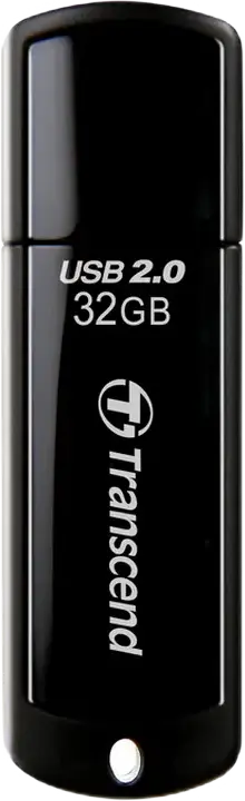 Stick USB Transcend JetFlash 350 USB 2.0 32GB, Conector USB Type-A, Carcasă din Plastic ABS cu Capac, Negru, Compatibil Windows, macOS, Linux