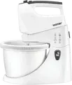 Mixer detașabil staționar Zelmer ZHM2559, 750W, Bol de Plastic de 3L cu Rotație, 5 Trepte de Viteză, Mod Turbo, Set de 4 Accesorii inclusiv 2 Cârlige pentru Aluat și 2 Teluri, Alb