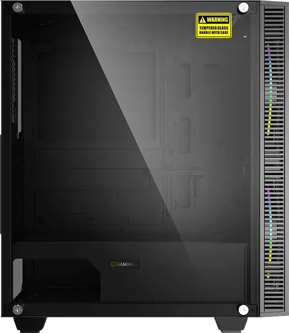 Gamemax Black Hole Midi ATX Tower Case, Tempered Glass Side Panel, 2 x 200mm ARGB Fans, RGB Controller, ATX/M-ATX/ITX Support, Black