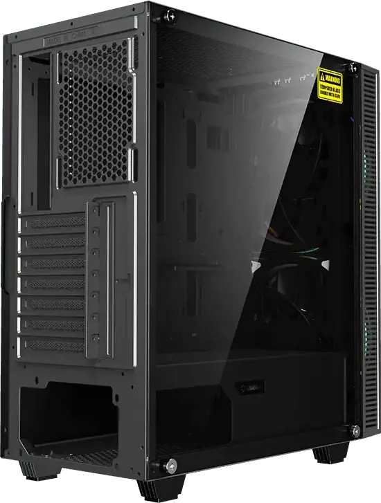 Gamemax Black Hole Midi ATX Tower Case, Tempered Glass Side Panel, 2 x 200mm ARGB Fans, RGB Controller, ATX/M-ATX/ITX Support, Black
