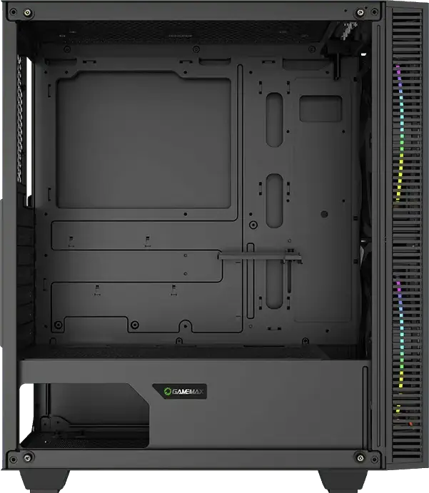 Gamemax Black Hole Midi ATX Tower Case, Tempered Glass Side Panel, 2 x 200mm ARGB Fans, RGB Controller, ATX/M-ATX/ITX Support, Black