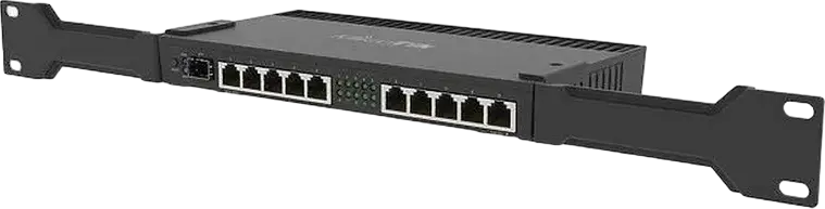 MikroTik RB4011iGS+RM Rack Mount Router, 10x Gigabit Ethernet Ports, 1x SFP Port, RJ45 Console, Passive PoE, Black