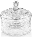 Ardesto AR5020 Verbena Glass Candy Bowl with Lid, Round Textured Transparent Glass Food Container, 12.5 cm Diameter, 15 cm Height, Dishwasher & Microwave Safe