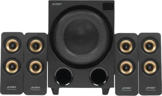 Sistem boxe multimedia F&D F7700X 4.1, Putere 80W RMS, Bluetooth 5.0, Radio FM, Subwoofer 5.25", Telecomandă, Culoare: Negru