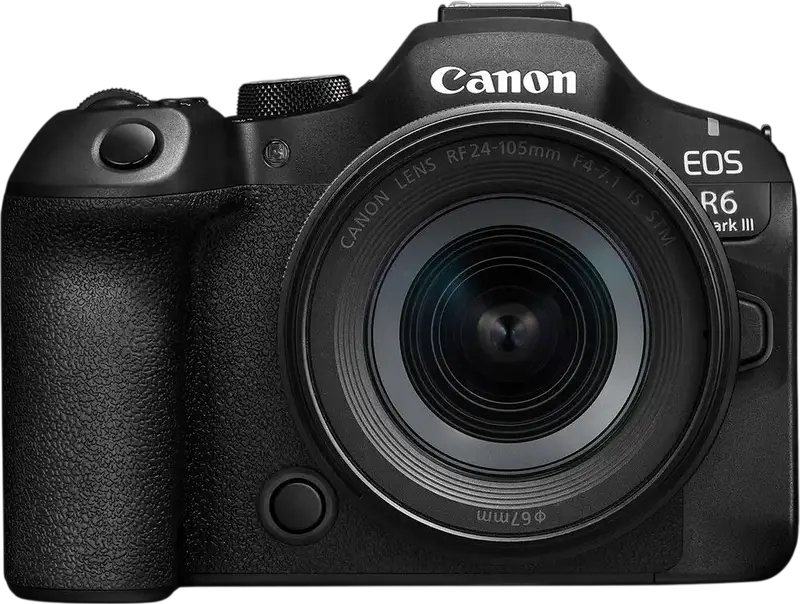 Canon EOS R6 Mark III Full-frame Mirrorless Camera, 32.5MP CMOS Sensor, DIGIC X Processor, 40fps, 7K RAW Video, IBIS, RF Mount with RF 24-105mm f/4-7.1 IS STM Lens