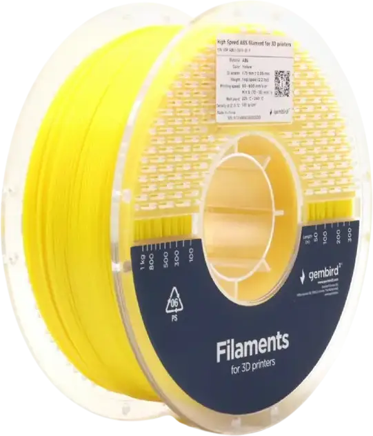 Filament imprimare 3D Gembird 3DP-ABS1.75HY-01-W ABS High Speed, diametru 1.75mm, Galben, 1kg