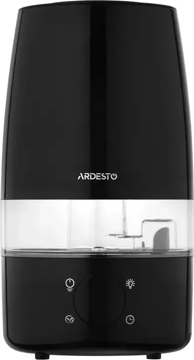 Ardesto USH-H-4B Ultrasonic Humidifier, 4L Tank, 280ml/h, Touch Control, LED Display, Remote, Timer, Hygrostat, Aroma Diffuser, 7-Color Light, Black