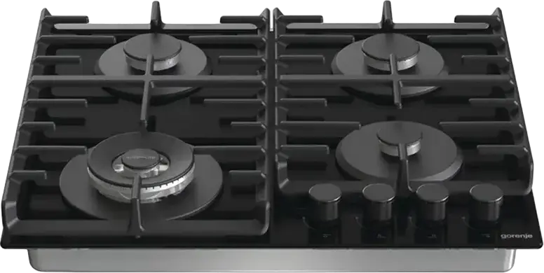 Газовая варочная панель Gorenje GTW 642 SYB, 4 конфорки с WOK, закаленное стекло, чугунные решетки ProGrids, BigSurface, черная, 60 см