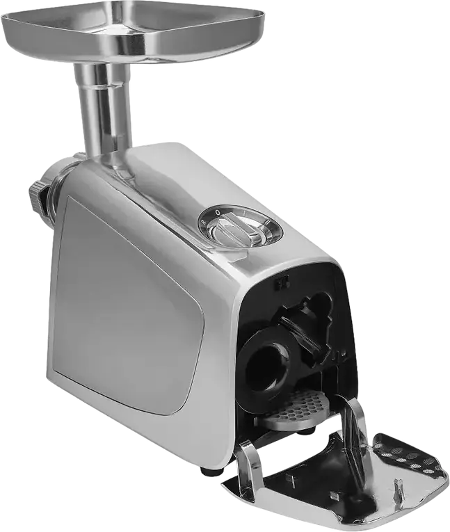 Robot de tocit carne Polaris PMG 2292AL Silent, 2200W, Cutie Viteze SilentPRO, 2.5 kg/min, Autorevers, Protectie Motor PROtect+, Inox, cu 3 Site și Toator de Legume