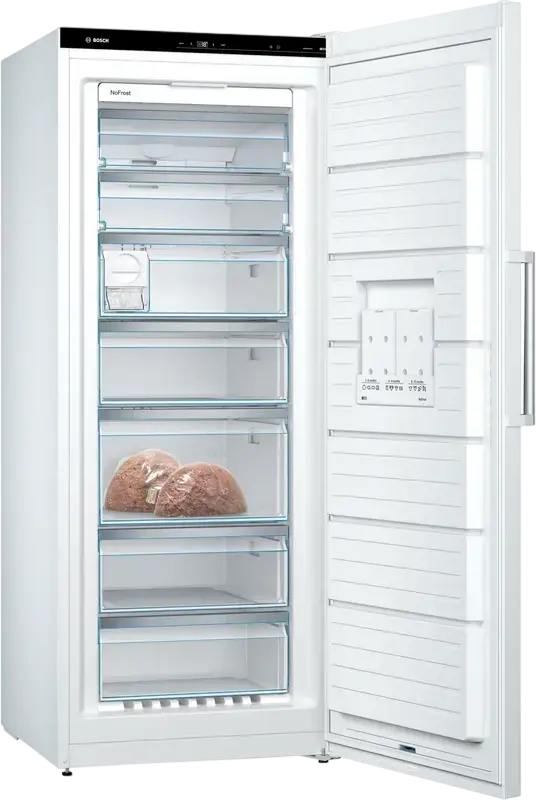 Bosch GSN54AWDV Freestanding Upright Freezer, No Frost, 328L Capacity, 7 Compartments, LED Display, White, 176x70x78 cm, Energy Class D