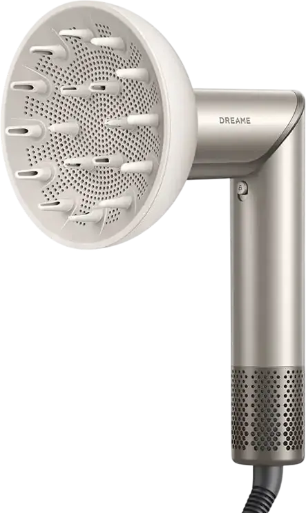 Dreame Dazzle Hair Styler and Dryer, 1400W High-Speed 110,000 RPM Motor, 3 Temperature & Airflow Levels, 300M Negative Ions, Smart Display, Gold