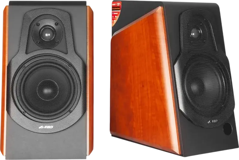 Мультимедийные колонки F&D R60BT 2.0 CH для ПК, 120 Вт RMS, вуфер 5.25", Bluetooth 4.0, NFC, оптический вход, USB, корпус МДФ, черный, пульт ДУ