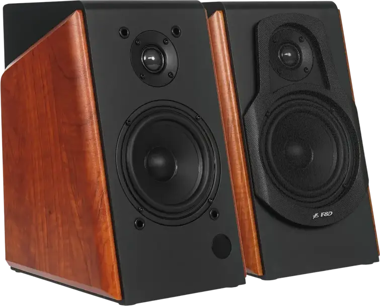 Мультимедийные колонки F&D R60BT 2.0 CH для ПК, 120 Вт RMS, вуфер 5.25", Bluetooth 4.0, NFC, оптический вход, USB, корпус МДФ, черный, пульт ДУ