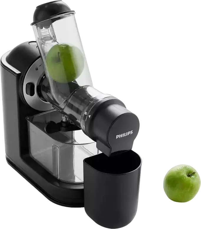 Sorcator de fructe și legume Philips Viva Collection HR1889/70 Slow Juicer, 150W, Tub de alimentare XL, Tehnologie QuickClean, Lame Inox, Negru