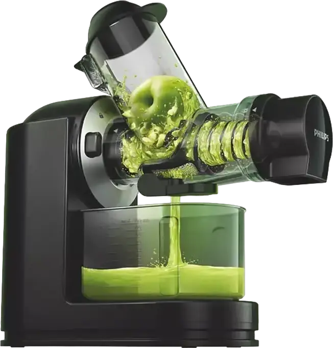 Sorcator de fructe și legume Philips Viva Collection HR1889/70 Slow Juicer, 150W, Tub de alimentare XL, Tehnologie QuickClean, Lame Inox, Negru