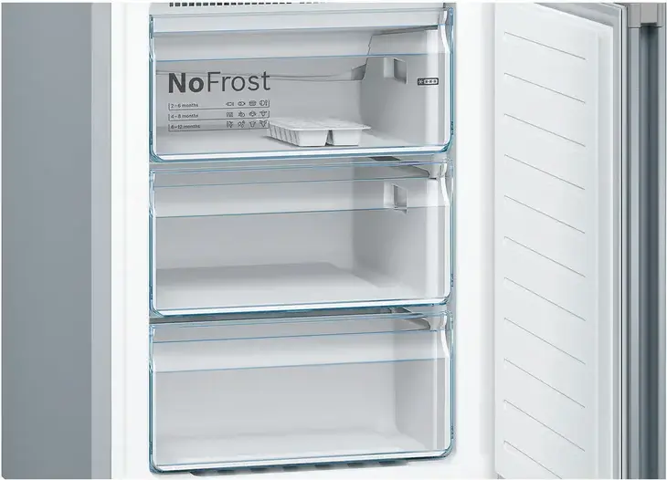 Frigider Combinat Bosch Serie 4 KGN39VIEB, No Frost, Capacitate Totala 368L, Otel Inoxidabil, VitaFresh, 203x60x66 cm, Clasa Energetica E