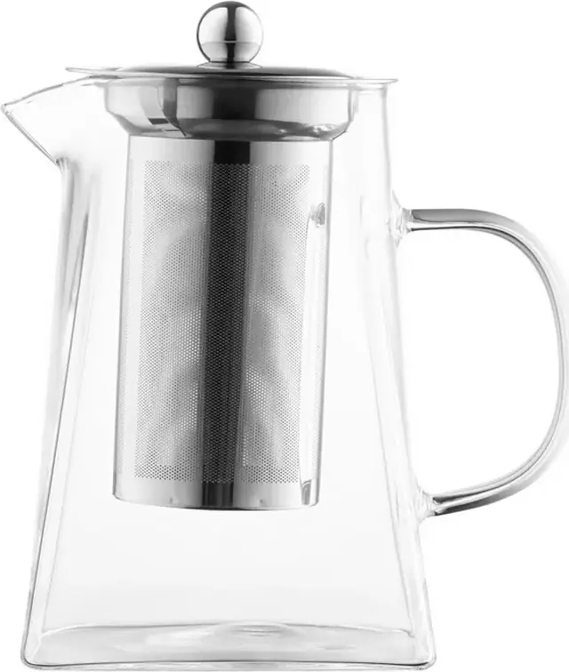 Ardesto AR1995GM Gemini Roma Borosilicate Glass Teapot with Stainless Steel Infuser, 950ml, Heat-Resistant Transparent Tea Pot