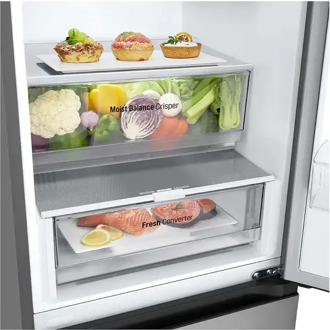 LG GBV3210DPY Combi Refrigerator Bottom Freezer, Total No Frost, 387L, Smart Inverter Compressor, DoorCooling+, ThinQ Wi-Fi, Silver, 59.5x203x68.2 cm