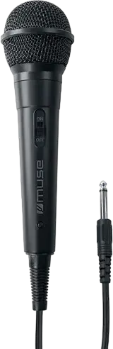 Muse MC-20 B Wired Karaoke Microphone, Uni-directional Polar Pattern, 30Hz-15kHz Frequency Response, 6.3mm Jack, 3m Cable, Black