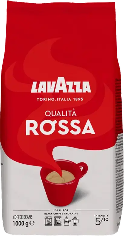 Lavazza Qualità Rossa Whole Coffee Beans 1kg - Medium Roast Arabica & Robusta Blend, Intensity 5/10, Chocolate and Fruity Notes for Espresso and Moka