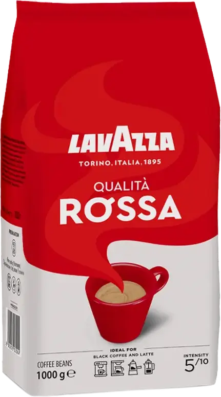 Lavazza Qualità Rossa Whole Coffee Beans 1kg - Medium Roast Arabica & Robusta Blend, Intensity 5/10, Chocolate and Fruity Notes for Espresso and Moka